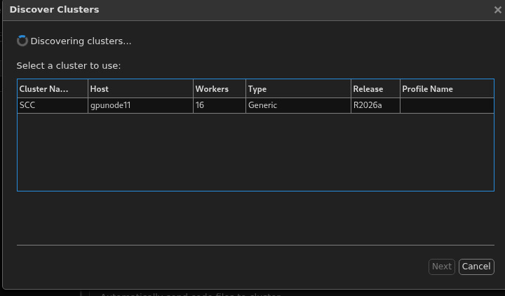 The Discover Clusters window